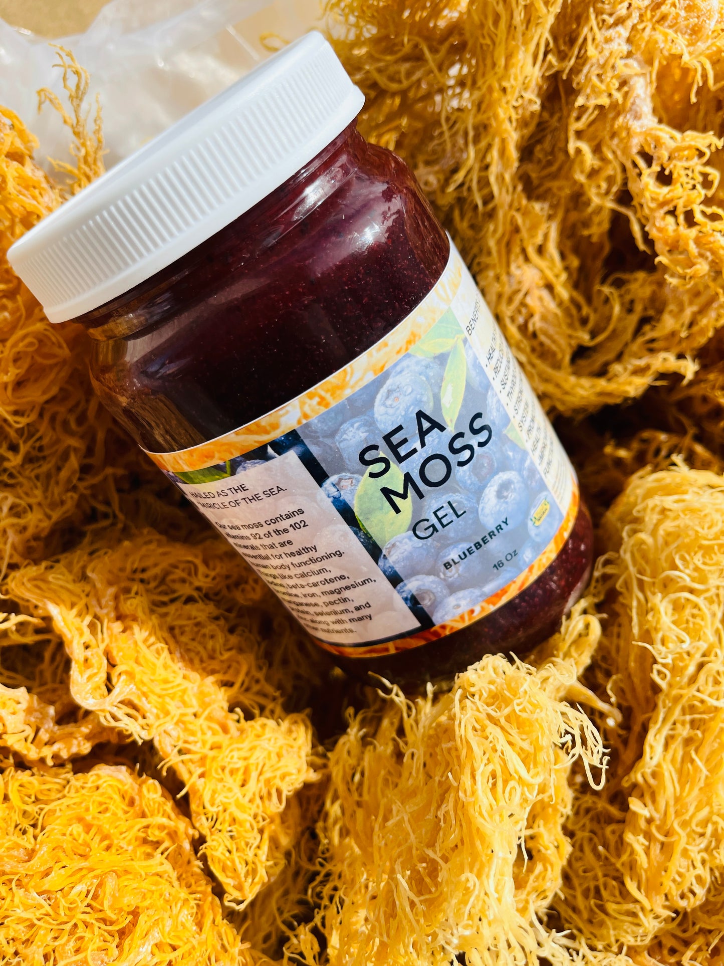 Sea Moss Gel Blueberry Flavored | 100% Natural Organic | Helps Boost Immunity, Digestion, Metabolism | Blueberry Sea Moss Gel - 16Oz